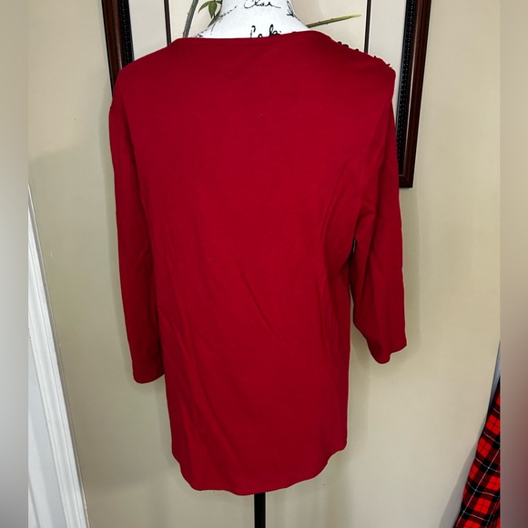 5/$15 Chicos Red Sequin Embellished Top Shirt Size 2 Large - Picture 3 of 7